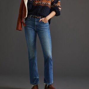 Mother Dutchie Ankle Distressed Blue Denim High Rise Straight Jeans 24
